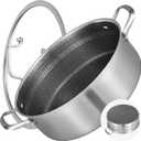 LOLYKITCH 7 QT Large Deep Frying Pan with Lid, 12 Inch Nonstick Triply Stainless Steel Skillet Saute Pan, Ceramic Hybrid Honeycomb Cookware for Family Meal Oven & Induction Ready, Riveted Handles