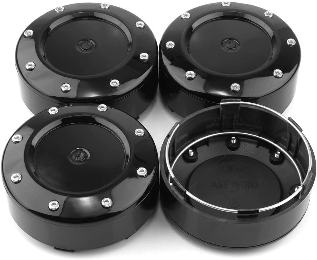 Wheel Center Caps for Mayhem Wheel Center Hubcaps, 4 Pack, Black (Clip Diameter: 3.74in, Mounting Clip Length: 0.1in)