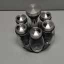 Mlici 6PC Spinning Glass Spice Jars  360° Rotating Spice Rack Organizer with Jars, Stainless Steel Revolving Seasoning Holder Jars for Countertop Cabinet Kitchen Spices Cruets