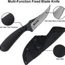 Tactical Everyday Carry Pocket Knife Fixed Blade Knife EDC Hunting for Camping, Hiking, Hunting, Wilderness survival with Nylon Bag (Black handle)