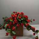 Nearly Natural 6609-RD 24in. Geranium Hanging Basket Silk Plant,Red,10.25" x 10.25" x 17.5"