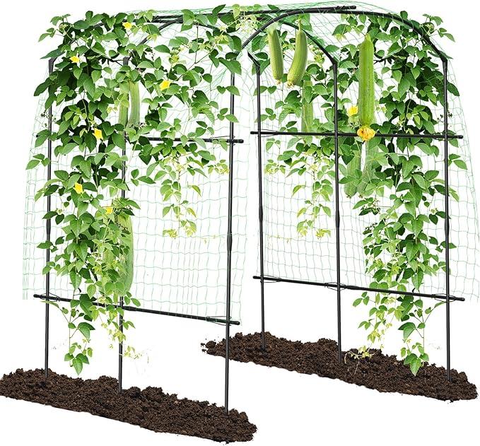 UrGROWA 71'' L x 16'' W x 71'' H Large Tall Grape Vine Support Arch Arbor Trellis Plastic-Coated Metal Garden Arch Trellis for Climbing Plants Vine Yard Outdoor Patio Lawn Yard Garden Decoration