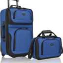 U.S. Traveler Rio Softside Expandable Carry-on Rolling Luggage, Royal Blue, 2 Wheel Set
