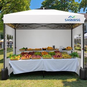 12X12 Pop Up Canopy Tent with 3 Sidewalls,Easy Up Canopy,Commercial Instant Shelter,Heavy Duty One Person Set Up Event Tent,White