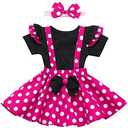 IBTOM CASTLE Polka Dots Tutu Costume for Baby Girl Princess 1st Birthday Party,Dress Up w/Overall Suspender Skirt,Headband 30, 6-9 Months