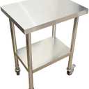 Commercial Worktables for Prep 24 x 18 Inches with Caster Wheels,Commercial Heavy Duty Stainless Steel Table with Undershelf for Home,Hotel Kitchen and Restaurant