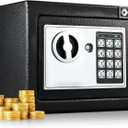 ADIMO Small Money Safe with Keypad and Backup Key, Small Security Box for Home, Dorm, Office, Jewelry and Cash, Easy to Install on Wall or Inside Closet