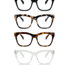 Reading Glasses for Women 4 Pack Oprah Stylish Cat Eye Oversize Readers Blue Light Blocking with Spring , 4 Colors MixHinge, +1.75