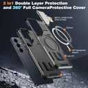 for Samsung Galaxy S25 Plus Case,S25 Plus Case with Camera Cover Stand [Compatible with MagSafe] Heavy Duty Drop Shockproof Slim Protection Rugged Magnetic Phone Case for Galaxy S25+ 6.7,Black