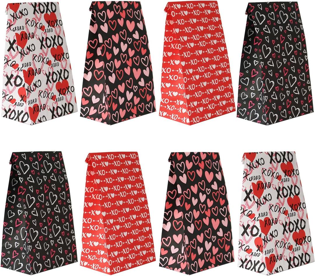 Haobell Valentines Day Bags - 24 Pcs Valentines Goodie Bags With Stickers for Classroom Parties, Kids, Coworkers (Valentine03)