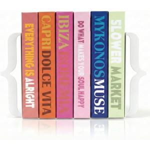 Decorative Bookends for Shelves - Modern Bracket Shaped Metal Book Ends for Home Office Decor, Unique Minimalist Desk Accessories & Gift (White)