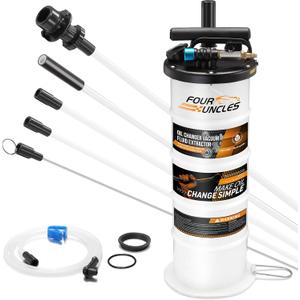 FOUR UNCLES Oil Extractor - Vacumm Fluid Extractor with Pump Tank Remover & Tubes for Oil Change and a Hose for Brake Bleeding