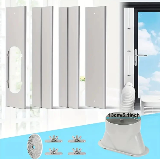 Portable Air Conditioner Window Kit, Universal Sliding AC Window Vent Kit, Adjustable Window Seal Plates for AC Unit with Coupler