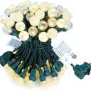 GlowVibe Christmas Lights Outdoor Warm White G15 Glass Bulbs 70 LED 19FT Plug in Mini Globe String Lights Connectable for Indoor Patio Xmas Tree Dcor