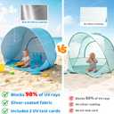 Baby Beach Tent Extra Large Pop Up Baby Tent with UV Protection - Spacious Family Sun Shelter for Parent & Child, Portable Beach Essentials (Blue, 53.1" x 36.6" x 37.4")