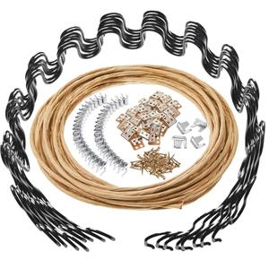 MorningRo 8 Pcs 27'' Couch Upholstery Spring Repair Replacement Kit - 8 Heavy-Duty Springs, 16 Spring Clips, 64 Nails, 40ft Steel Stay Wire for Fixing Sagging Cushions in Sofa Recliner Chair