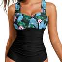 Womens One Piece Swimsuit Tummy Control Push Up Bathing Suits Ruched Full Coverage Slimming Swimwear (M)