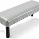 uxcell Waterproof Dining Bench Cover, Stretch PU Leather Rectangular Bench Seat Protector Slipcover 31.5"-39.4" for Piano Benches Kitchen Dining Room Chairs, Light Gray