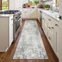 RELEANY Washable Area Rugs 2'x6' Non-Slip Modern Abstract Soft for Living Room Entryway Bedroom Kitchen, Print Pattern, Gray White Grey