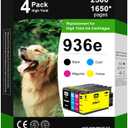 936e Ink Cartridges High Yield (with Chip) Combo 4-Pack Compatible for HP 936e 936 Ink Cartridges for OfficeJet Pro 9125e 9122e 9128e 9130b 9135e Wide Format 9730e Printers (4Pack, BKCMY)