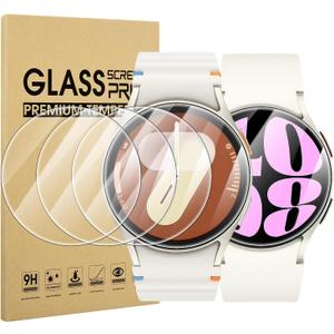 Suoman 4-Pack Screen Protector for Samsung Galaxy Watch 7/6/5/4 40mm, Tempered Glass Protectors Perfectly Fit for Galaxy 40 mm Smartwatches (Clear)