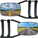 Universal Clip-on Towing Mirrors Extended Mirrors for Towing 360 Degree Rotation Adjustable Towing Mirror, Black, 2 Pieces, Big Flat Mirror-a