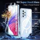 2 x Magnetic for Samsung Galaxy A53 5G Case with Screen Protector,Anti-Yellowing and Scratches,Shockproof Protective Transparent Slim Shockproof Cover for Samsung A53 5G (Clear)