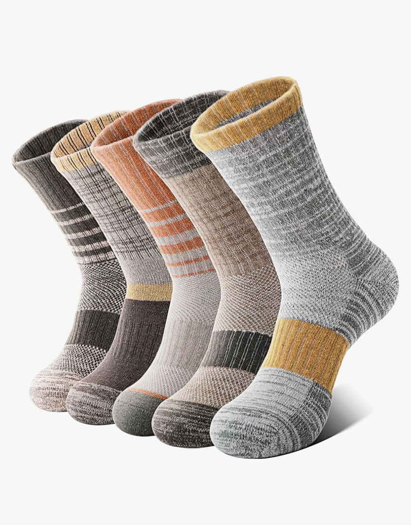 Anlisim Merino Wool Hiking Socks for Women Thermal Winter Warm Boot Work Cushion Socks 5 Pairs,M, Brown