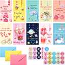 30 Set Kids Valentines Day Card Bulk Classroom Valentine Cards Bulk with Stickers and Envelopes Kids Valentine's Day Greeting Cards for Valentine's Gifts Exchange School Classroom Prize (Cute Style)