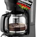 Mueller 12-Cup Drip Coffee Maker Machine with Anti-Drip System, Permanent Filter, Glass Carafe, and Auto Keep Warm Function