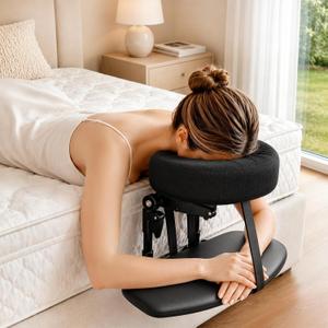 Massage Headrest for Bed, Adjustable Massage Face Cradle at Home, Portable Massage Table Kit for Sleeping Mattress, Face Down Pillow for Face Support & Post Eye Surgery Recoverywith Armrest Shelf, Basic Set