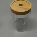 900ML/30Oz Clear Cute Glass Storage Canister Holder with Airtight Bamboo Lid, Modern Decorative Medium Container Jar for Coffee, Spice, Candy, Salt, Cookie, Condiment, Pepper, Sugar