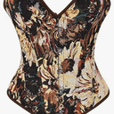 Vintage Renaissance Corset Top for Women Floral Bustier Lace Up Boned Overbust Lingerie Bodyshaper XXL