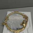 JUXYES Antique Gold Small Decorative Mirror for Wall and Desktop, Vintage Cosmetic Mirror with Beauty Golden Frame, Elegant European Wall Hanging Dressing Mirror Decor for Bathroom Bedroom