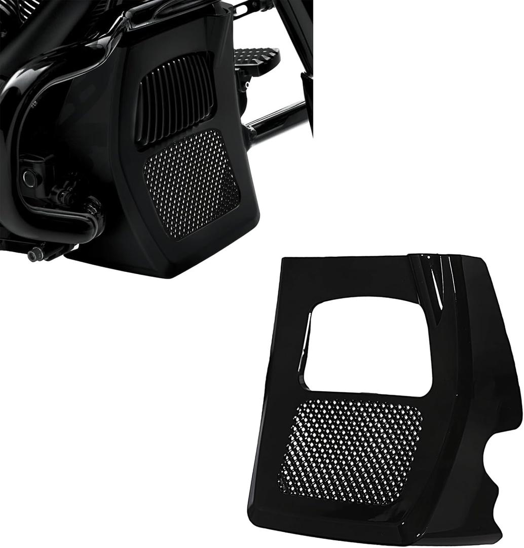 Gloss Black Chin Spoiler Fairing Radiator Cover Compatible for Harley Touring Street Road Glide FLHX FLTR 2017-2023