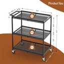 3 Tier Rolling Utility Kitchen Cart, Heavy Duty Wire Rolling Cart on Wheels, Commercial Metal Serving Carts with Handle, Kitchen Island Plant Shelf Food Storage Trolley for Laundry, Office, Garage