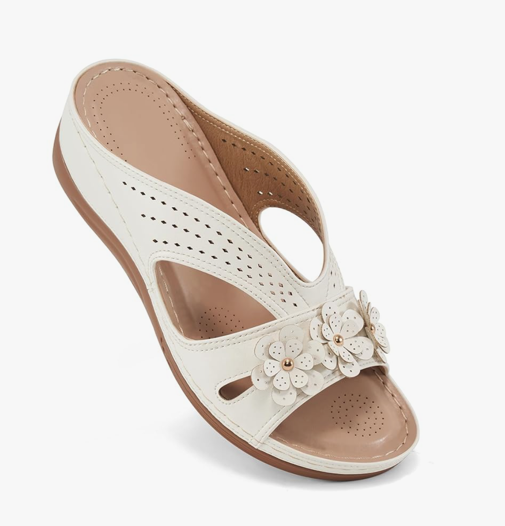 Ecetana Sandals for Women Wedge Shoes: Slip On Dressy Summer Comfortable Slides Sandals Lightweight Memory Foam Platform Shoes, 36