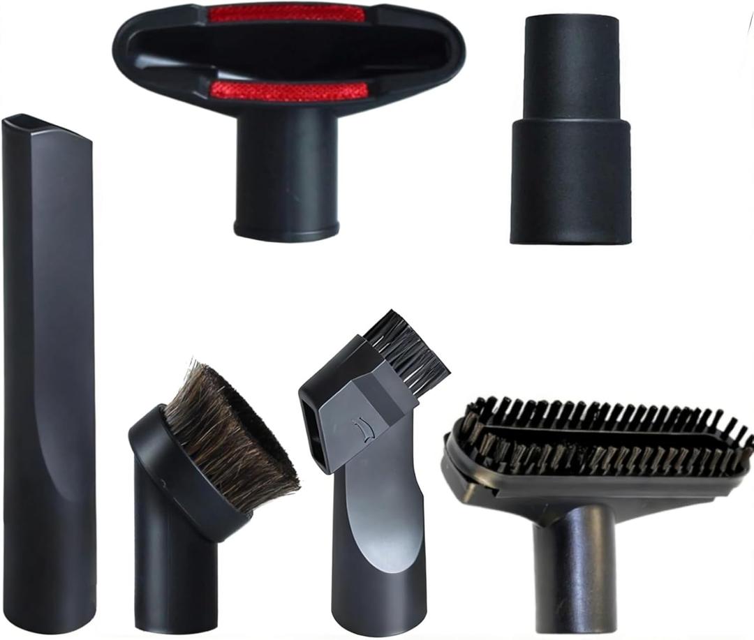 GIBTOOL Vacuum Attachments Accessories Cleaning Kit Brush Nozzle Crevice Tool for 1 1/4 inch & 1 3/8 inch Standard Hose 6pcs