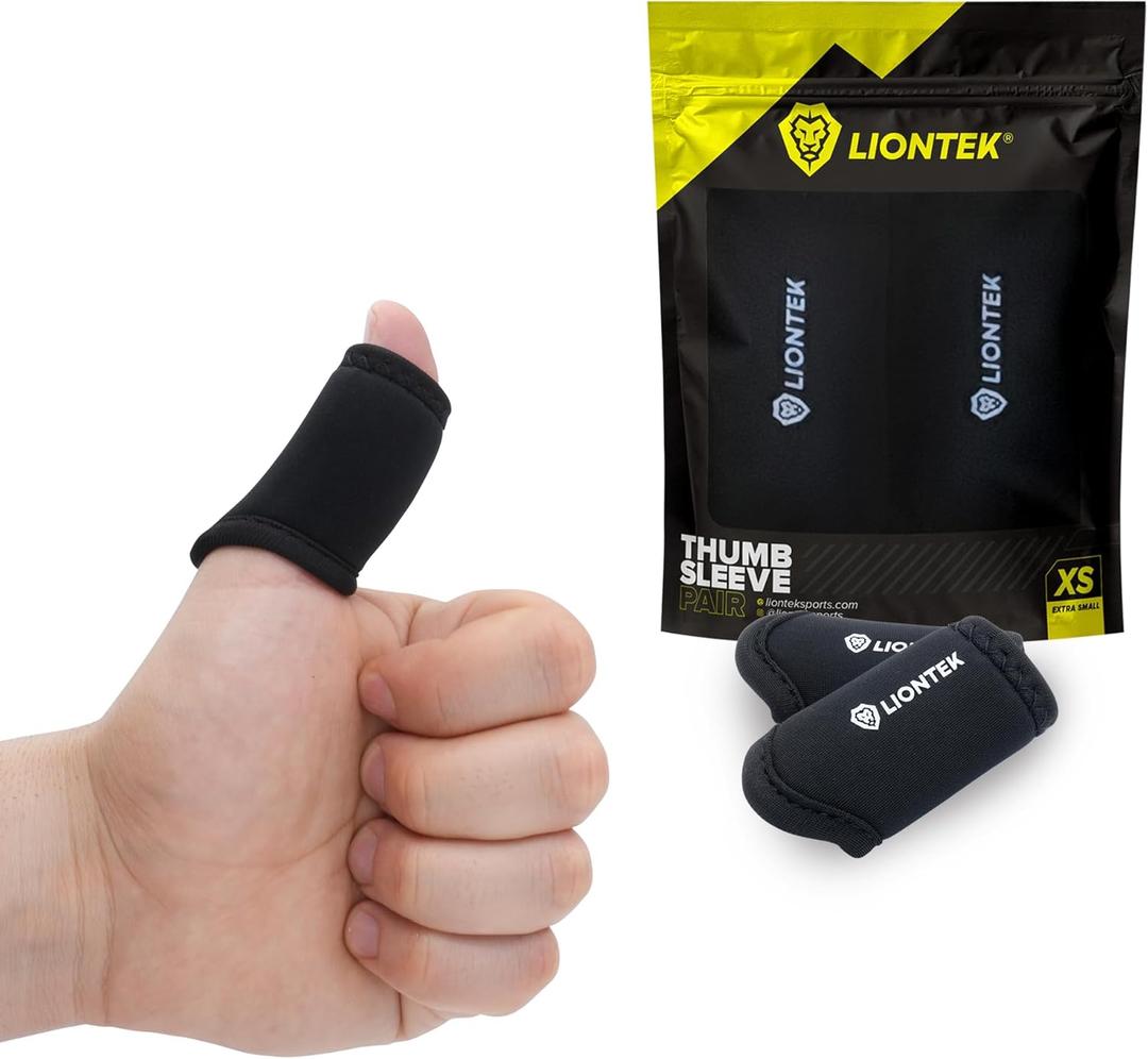 Thumb Sleeves Pair for Training, Weightlifting, BJJ, Golf, Basketball, & Everyday Activities | Compression Thumb Sleeve with Anti-Slip Grips for Protection, Blister Prevention, & Relief (Small)