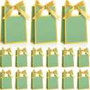 Kolldenn 24 Pcs Small Gift Bags with Bow 6.3 x 3.9 x 2.8 Inch Thank You Gift Bags Elegant Mini Paper Bag with Handles for Wedding Bridal Birthday Baby Shower Bridesmaid Party Favors(Green)