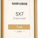 5x7 Picture Frame Wood Natural Solid Teak Photo Frames with 4x6 Mat, Handcrafted Wooden Frame for Tabletop or Wall Mounting Display