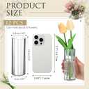 12 Pcs Plastic Small Cylinder Vases for Centerpieces Wedding Decoration, Clear Ribbed Bud Flower Vases Bulk for Wedding Bridal Shower Birthday Living Room Table Decor (5.5 Inch,Cylinder)