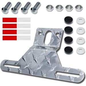 Universal Trailer License Plate Bracket Frame with Mounting Kit, License Plate Holder with Screws, Reflective Sticker, License Plate Bracket for RV, Boat, Trailer (Silver)