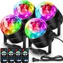 NEQUARE Disco Ball DJ Party Lights Sound Activated with Remote Control Strobe Lamp 7 Modes Stage Light for Home Room Dance Parties Karaoke Halloween Christmas Birthday Decorations[4-Pack]