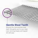 Dog & Cat Comb Removes Tangles, Knots, and Matted Fur Grooming Tool with Stainless Steel Teeth and Non-Slip Handle Best Pet Hair Comb for Home Grooming Kit Includes eBook Guide