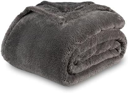 Blanket Classic Extra-Fluffy™ Plush Throw Blanket, Soft Fuzzy Fluffy Long Hair Throw Blanket for Couch Sofa Bed, Shadow Grey, L Size