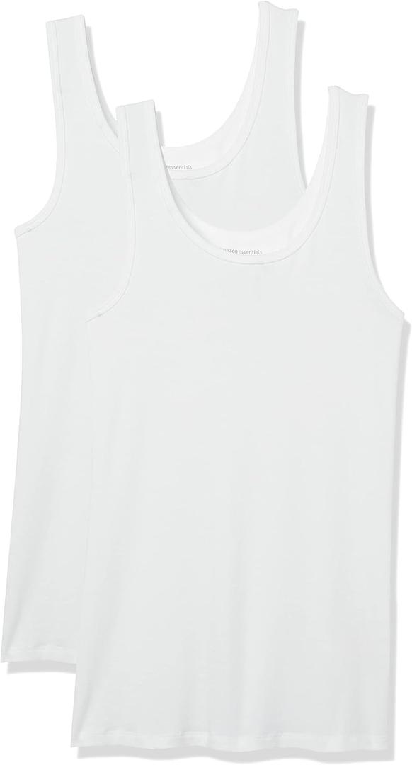 Amazon Essentials Women's Slim-Fit Scoop Neck Tank Top, Pack of 2 (White, XXXL)