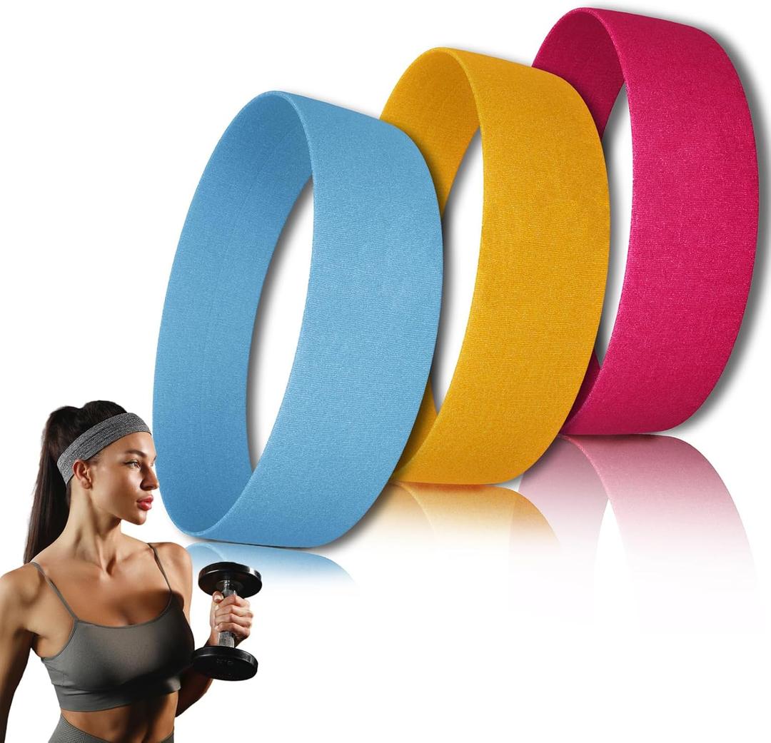 3 Pack Headbands for Women Non Slip, Thick Elastic Women's Headbands for Hair, Stretchy Cloth Headband for Women's Hair, Athletic Yoga Sports Hair Headbands for Women Workout Gym