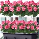 Dremisland 6 Pack Artificial Geranium Flowers for Outdoors Fake Geranium Silk Flowers Outdoor UV Resistant Garden Plants Bush Faux Flowers for Home Wedding Table Centerpieces Decor (Pink, 6Pack)