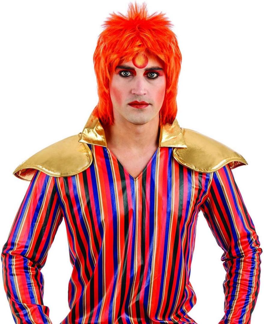 fun shack Orange Mullet Wig for Men, 80s Punk Rocker Spiky Wig, Retro Mullet Hair for Parties and Costumes, One Size